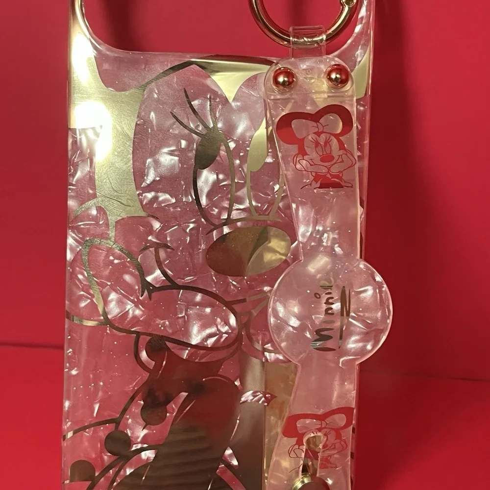Disney Minnie Mouse Glitter Cartoon Case Gold Phone Case‎ W/strap Google Pixel 9